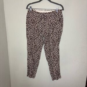 J. Crew Cafe Capri Linen Cheetah Print Pants Size 2